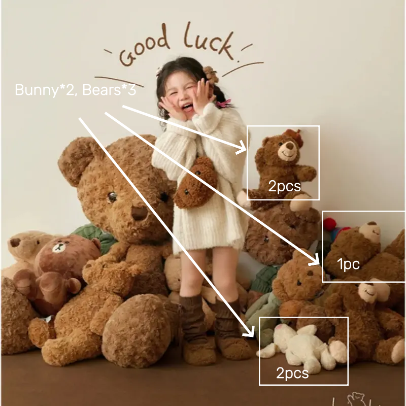 bunny 2pcs, bear 3pcs